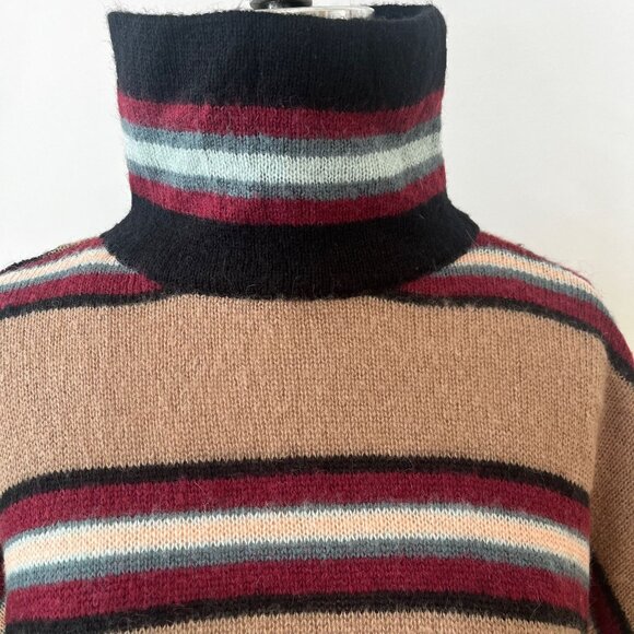 REBECCA MINKOFF  Ella Camel Striped Turtleneck Sweater Size XS - Picture 6 of 8